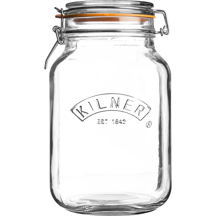 KILNER Einkochglas mit Bügelverschlus 0025.012 quadratisch - zum Einmachen und Konservieren und Aufbewahren, 1,5 Liter