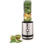 WMF KÜCHENminis Smoothie-to-go, Mini Standmixer mit zwei Mix-Trinkbehältern 0,6l, 300 W, cromargan matt-silber