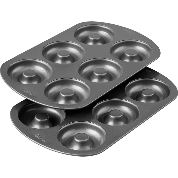 Wilton Donut-Backform mit 6 Mulden 6 Mulden (2 Stück) 2 Packung grau