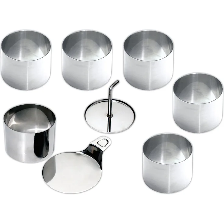 chg Set 245-00 Dessert- Speiseringset, 8-tlg., hochwertiger Edelstahl-rostfrei in Profiqualität (6 Dessertringe d = 7,5 cm, Höhe: 5,5 cm 1 Stamper 1 Heber)