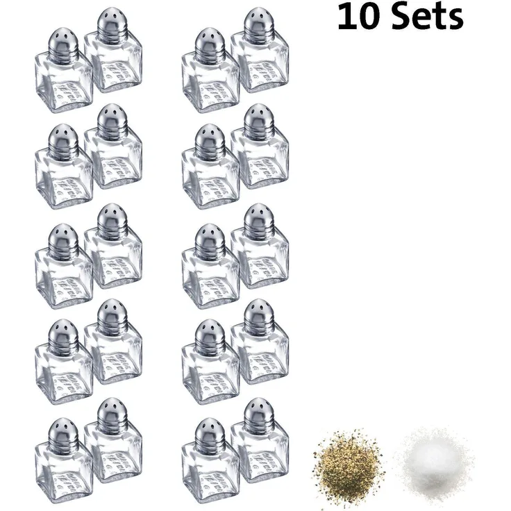 Westmark Mini-Gewürzstreuer-Set, 20 Stück, 2-tlg., Fassungsvermögen: je 10 ml, Rostfreier Edelstahl-Glas, Silber-Transparent, 630722E2