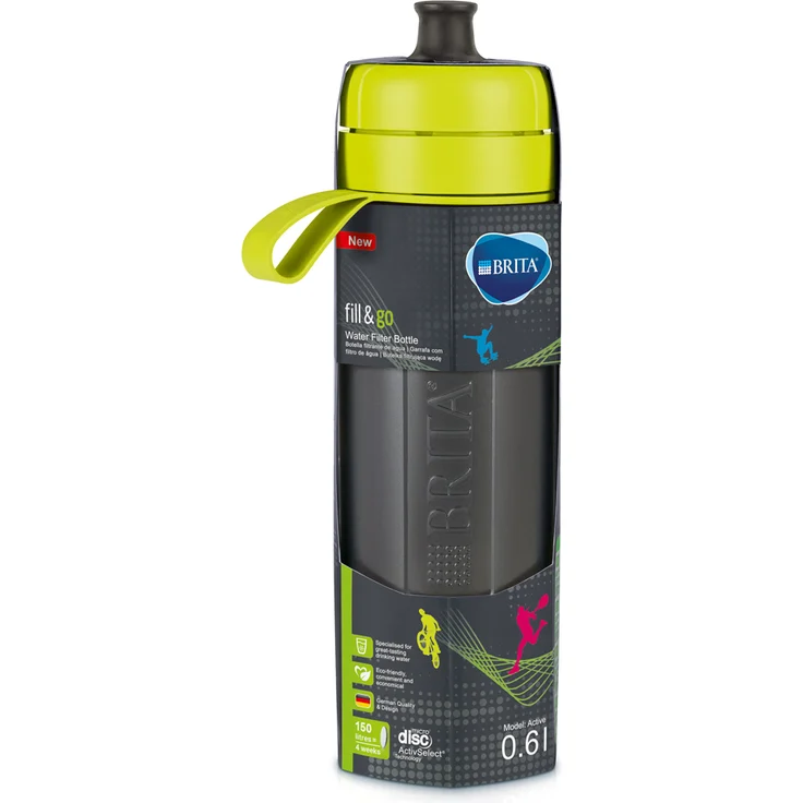 BRITA Wasserfilter-Flasche fill&go Active Limone – Robuste Sport Trinkflasche mit Wasserfilter für unterwegs aus BPA-freiem Kunststoff – Zusammendrückbar – Bild 3