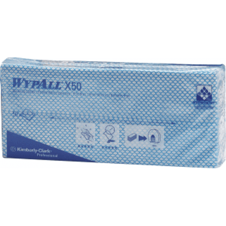 WypAll X50 Farbcodierte Reinigungstücher 7441 – Blaue Reinigungstücher – 6 Packungen x 50 Farbcodierte Reinigungstücher mit Interfold-Faltung (insges. 300)