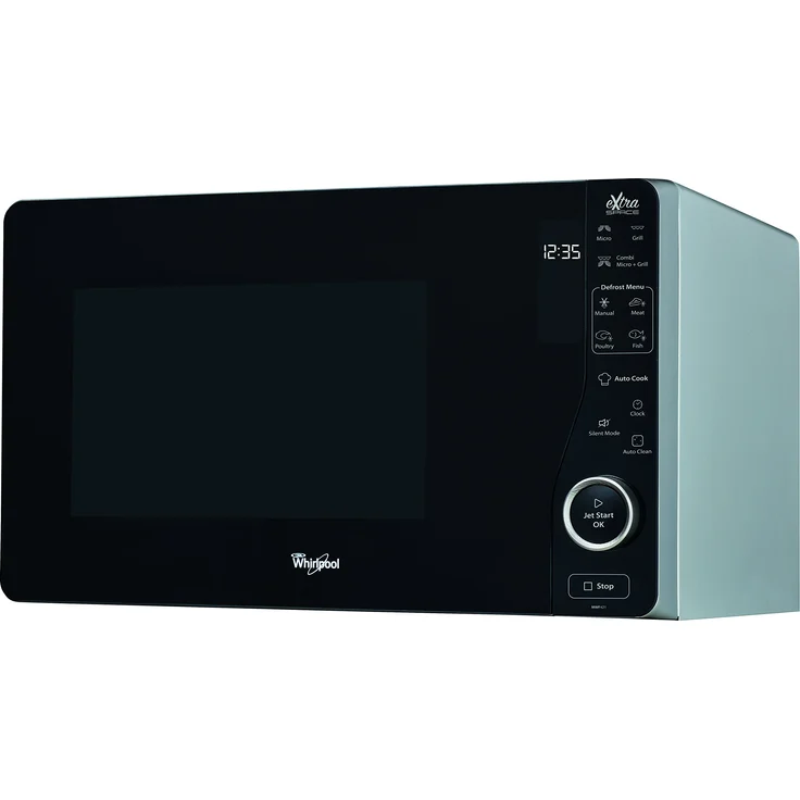 Whirlpool MWF 421 SL Mikrowelle mit Grill, Standgerät, 25 Liter Garraum, 800 Watt, Auftauen, schwarz, silber