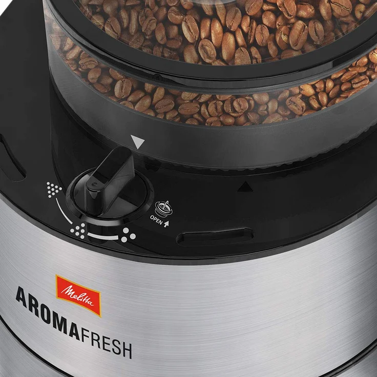 Melitta AromaFresh 1021-01 Filterkaffeemaschine mit integriertem Mahlwerk, Rostfreier Stahl, schwarz – Bild 5