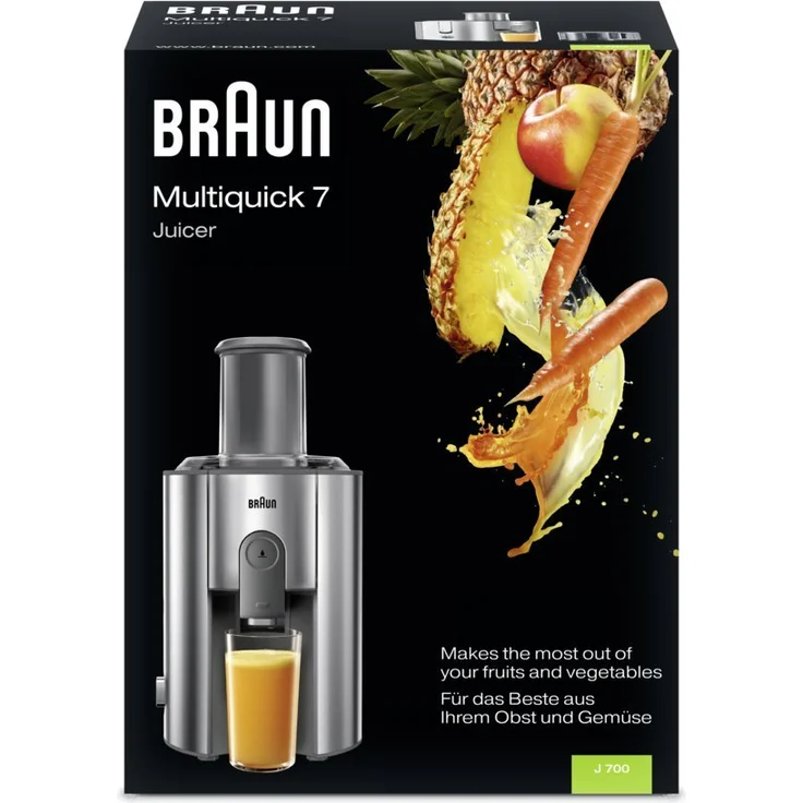 Braun J700 Multiquick 7 Entsafter | Hochleistungs-Entsafter-System | Großer Einfüllschacht (75 mm) | Innovatives Anti-Tropf-System | Kraftvoller 1.000 Watt Motor | silber – Bild 5