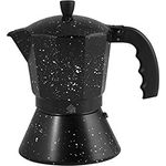 Home Espressokocher für 3 Tassen, mit Boden INDUKTION, Dekor Stone, Aluminium, schwarz, 10 x 15 x 16 cm
