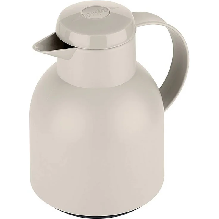Emsa F4010400 Samba Isolierkanne (1 Liter, Quick Press Verschluss, 12h heiß, 24h kalt) puder-grau – Bild 2