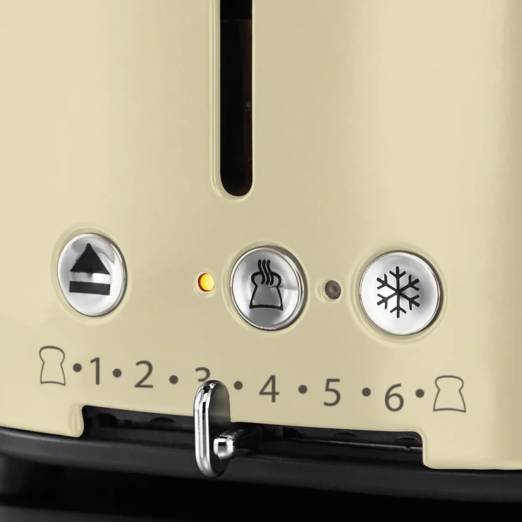 Russell Hobbs Toaster Retro creme, Retro Countdown-Anzeige, inkl. Brötchenaufsatz, 6 einstellbare Bräunungsstufen + Auftau- & Aufwärmfunktion, Schnell-Toast-Technologie, 1300W, Vintage 21682-56 – Bild 4
