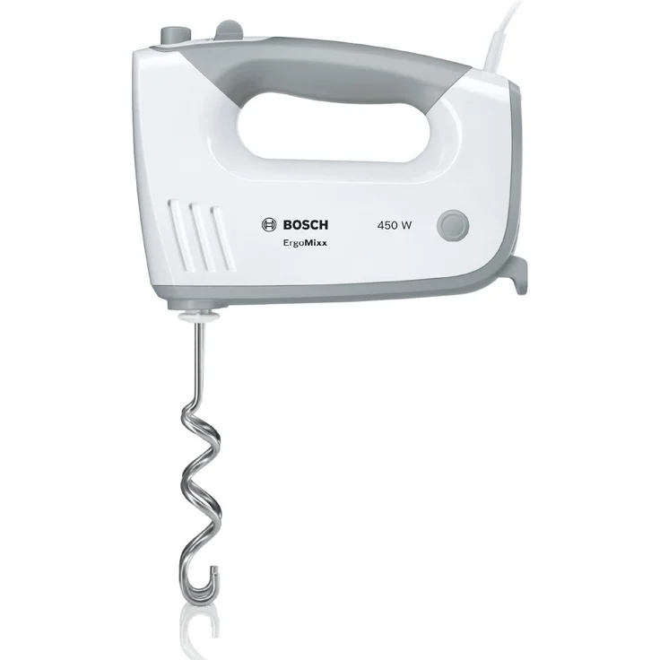 Bosch MFQ36440 ErgoMixx Handrührer (450 W, spülmaschinengeeignet, ergonomische Form, leise, geringes Gewicht, hitzebeständiger Mixfuß, Mixbecher) weiß – Bild 2