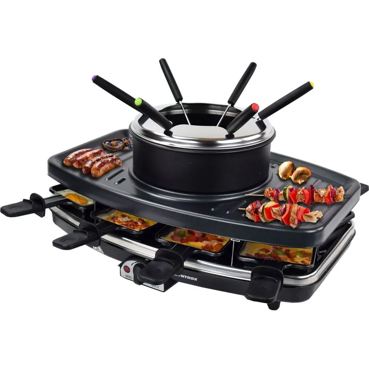 Syntrox RAC-1100W Freiburg Raclette-Grill, 6 Fonduegabeln, 1100 Watt
