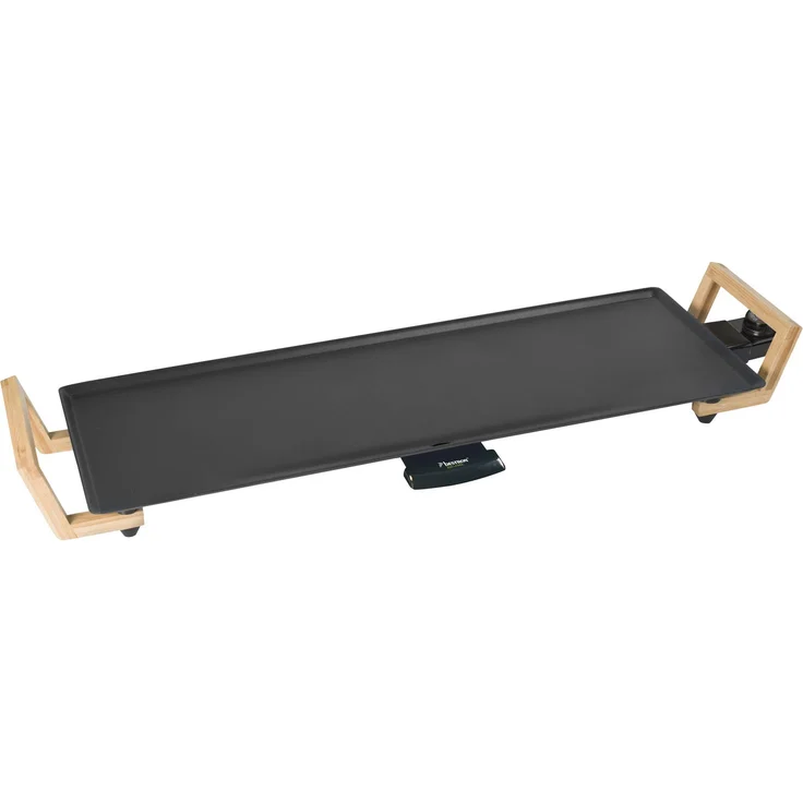 Bestron Teppanyaki Grillplatte XL im Asia Design, Mit Bambus-Griffen, Asia Lounge, 1.800 W, Schwarz – Bild 1