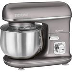 Bomann KM 6010 CB kraftvolle Knetmaschine inkl. transparentem Spritzschutzdeckel mit Nachfüllöffnung, 1100 Watt, 5 Liter, schwenkbarer Multifunktionsarm, Titan