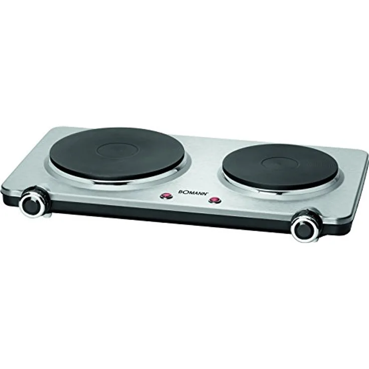 Bomann DKP 5033 E CB Edelstahl-Doppelkochplatte - 2 stufenlos regelbare Thermostate - 2500 W