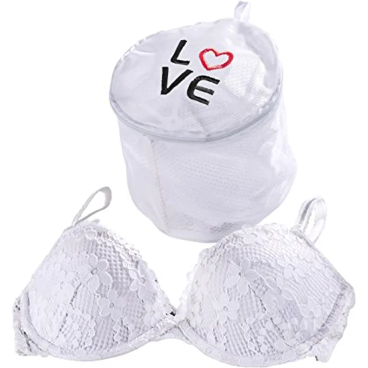 Wenko 63053100 BH-Wäschenetz Love, Kunststoff - Polyester, 16 x 15 x 16 cm, weiß