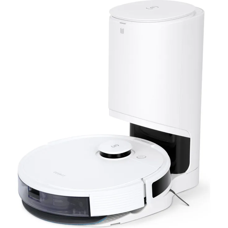Ecovacs Deebot N8 Pro+ Saugroboter mit Wischfunktion und Absaugstation, TrueDetect 3D Technologie, 110 min Akkubetrieb, weiß