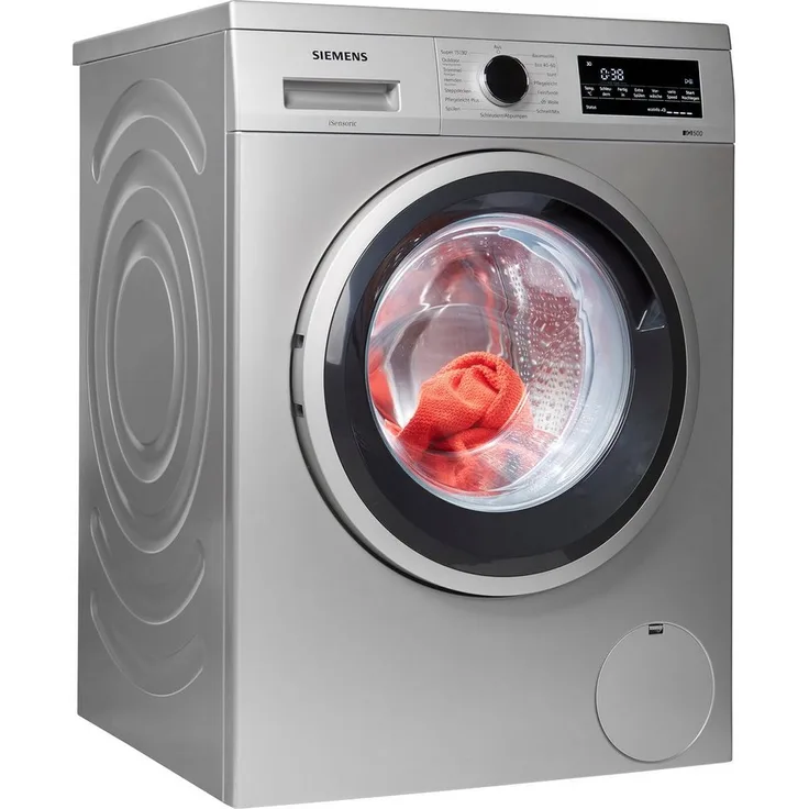 Siemens iQ500 WU14UTS0, Frontlader-Waschmaschine, C, Fassungsvermögen 9 kg, Standgerät, Display, Drehknopf