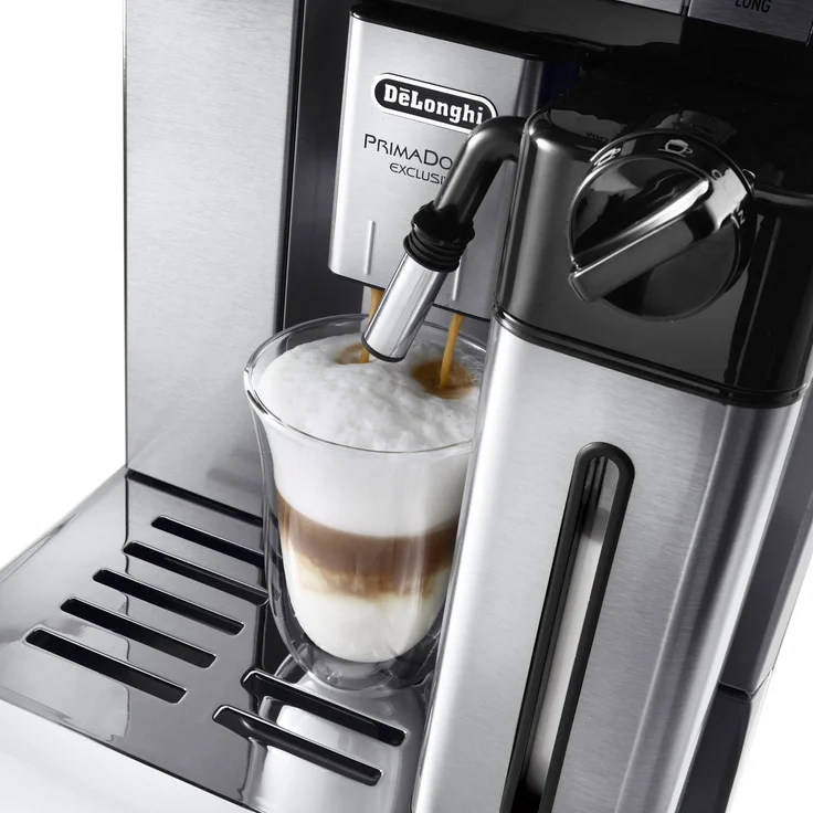 De'Longhi PrimaDonna ESAM 6900.M Kaffeevollautomat mit Milchsystem und integriertem Mahlwerk, Cappuccino und Espresso auf Knopfdruck, 4,6 Zoll TFT Farbdisplay, Trinkschokoladenfunktion, Edelstahlgehäuse, silber – Bild 5