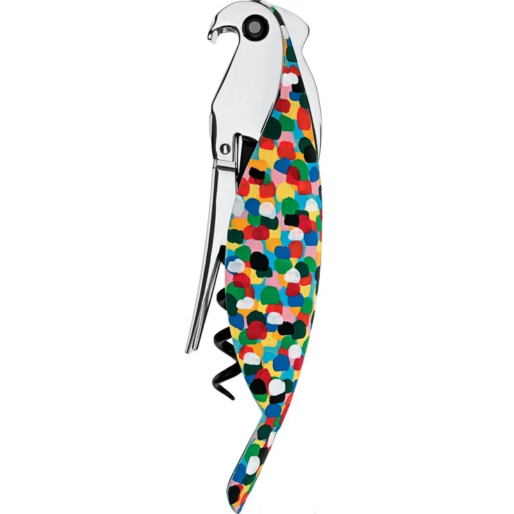 Alessi ''Parrot'' Sommelier-Korkenzieher aus Gußaluminium und PC. Handdekoriert, ''Proust'Licensed by Pulltaps
