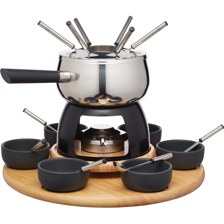 Master Class Artesa Party-Fondue-Set 6 Personen - E-S-Keramik-Holz