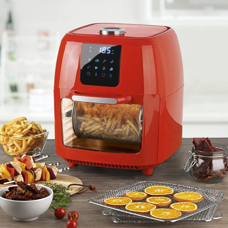 GOURMETmaxx Heißluft-Fritteuse Digital, 9in1, 1800 Watt, rot, 9 L – Bild 2