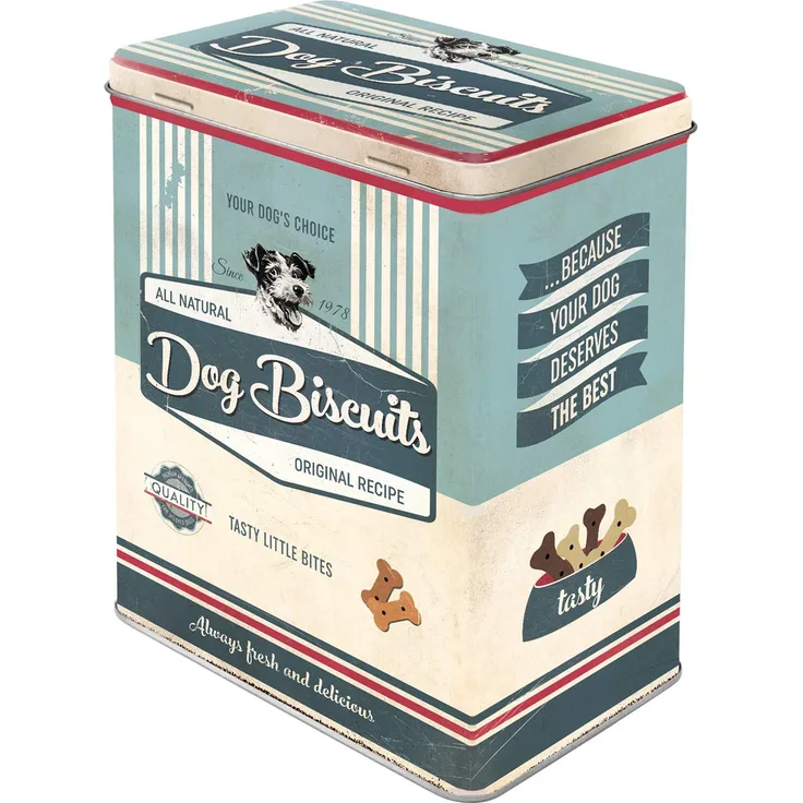 Nostalgic-Art 30145, PfotenSchild Bisquits, Vorratsdose L, Metall, Dog Biscuits, 10 x 14 x 20 cm