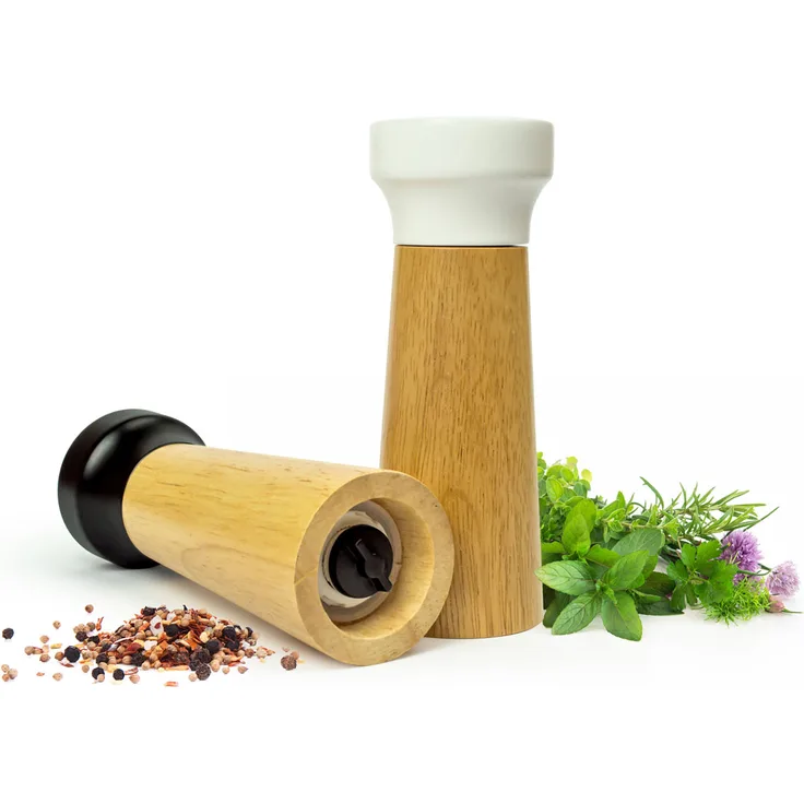 Sendez 2er Set Pfeffermühle & Salzmühle, Holz, Keramikmahlwerk, weiß, schwarz