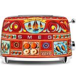 SMEG TSF01DGEU Doppelschlitztoaster, 950W, 6 Bräunungsstufen, rot, gelb, blau
