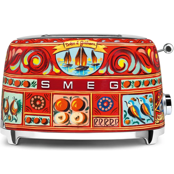 SMEG TSF01DGEU Doppelschlitztoaster, 950W, 6 Bräunungsstufen, rot, gelb, blau – Bild 1