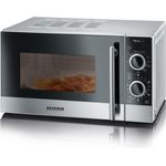 Severin MW 7875 2-in-1 Mikrowelle mit Grill, Standgerät, 700 Watt, 20 Liter Garraum, inkl. Grillrost und Drehteller, Edelstahl-Schwarz 