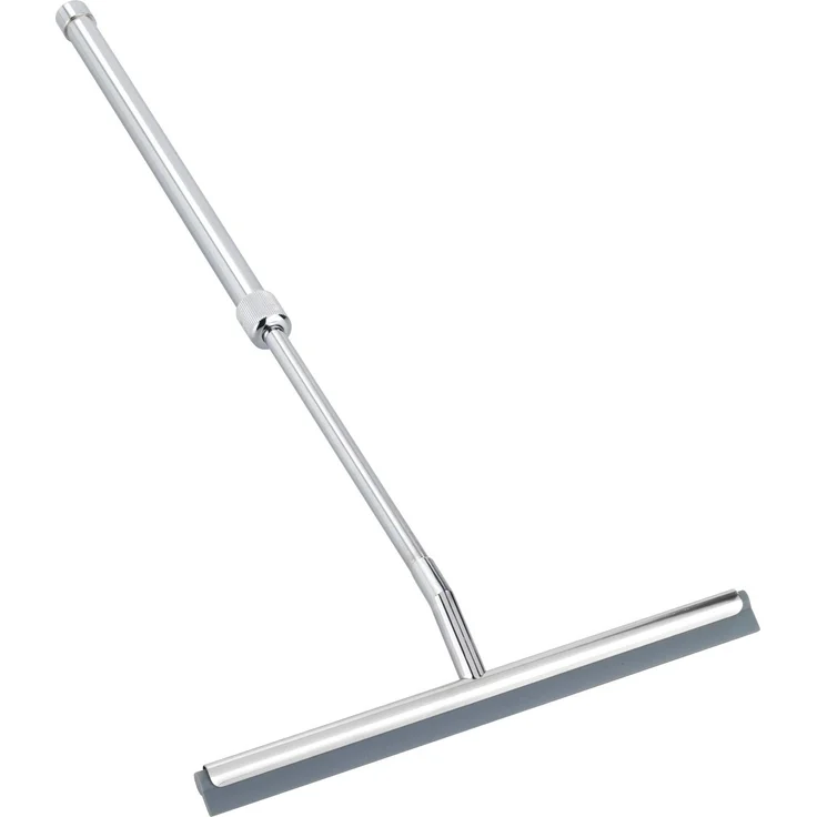 WENKO Teleskop Badezimmerwischer, Duschabzieher stufenlos ausziehbar, Edelstahl rostfrei, 26 x 37-59 x 3 cm, Glänzend – Bild 1