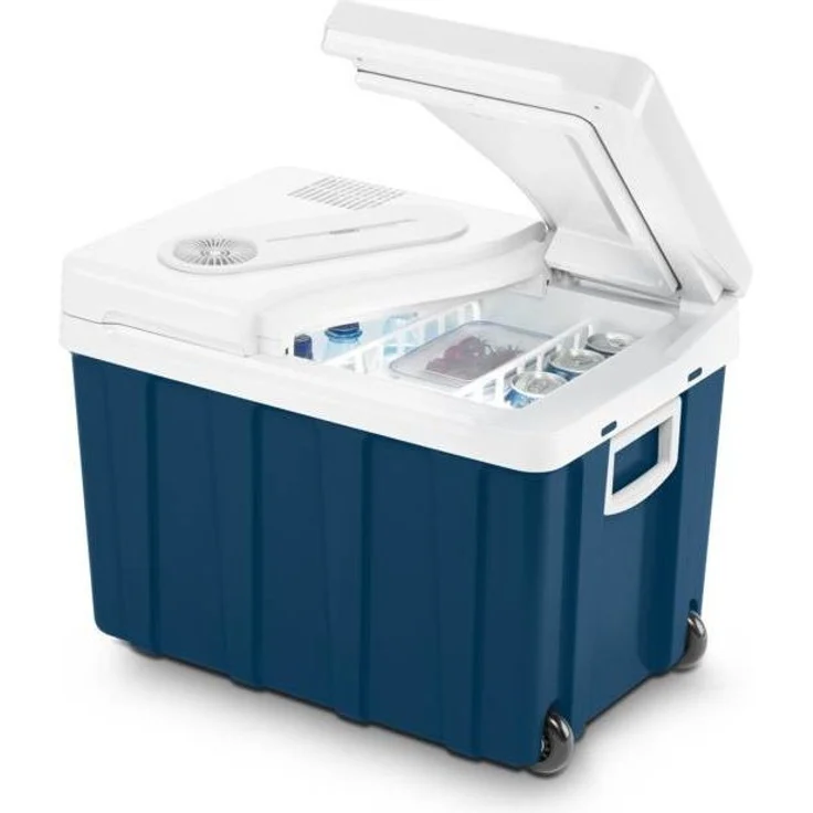 Mobicool MQ40W AC-DC Kühlbox thermoelektrisich, mit Rollen, Energieeffizienzklasse F, 39 Liter, 12 V und 230 V für Auto, Lkw und Steckdose, blau, weiß – Bild 3