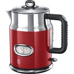 Russell Hobbs Wasserkocher, Retro rot, 1,7l, 2400W, Schnellkochfunktion, Wassertemperaturanzeige im Retrodesign, Füllmengenmarkierung, optimierte Ausgusstülle, Vintage Teekocher 21670-70