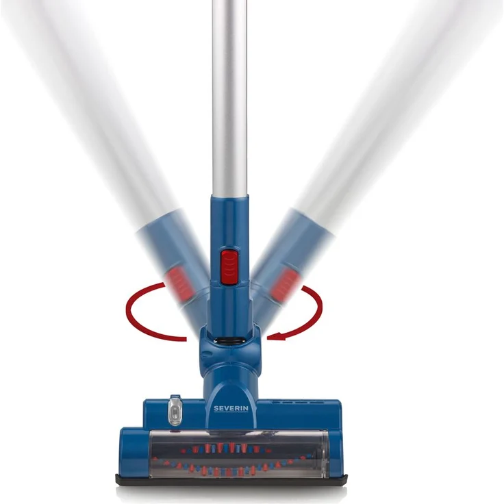 Severin HV 7158, Beutelloser Hand- und Stielsauger mit Elektrobürste, 22,2V Lithium-Ionen Akku, SŽSPECIAL carPET & carpets Li 30, Blau-Rot  - Preisvergleich – Bild 2