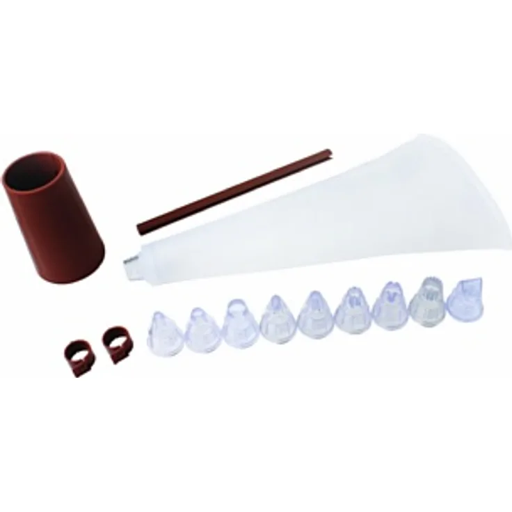 FACKELMANN Spritzbeutel einfach, weiß, braun und transparent, 370 x 120 x 40 mm