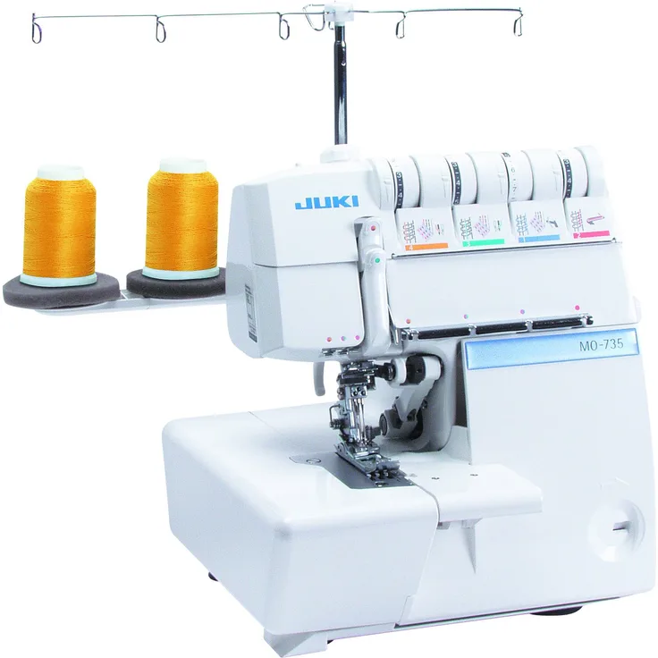 Juki MO-735DE Coverstitch Overlock-Nähmaschine 12 Nähprogramme Differentialtransport Fußanlasser Nadeleinfädler Overlock-Nähmaschine, weiß