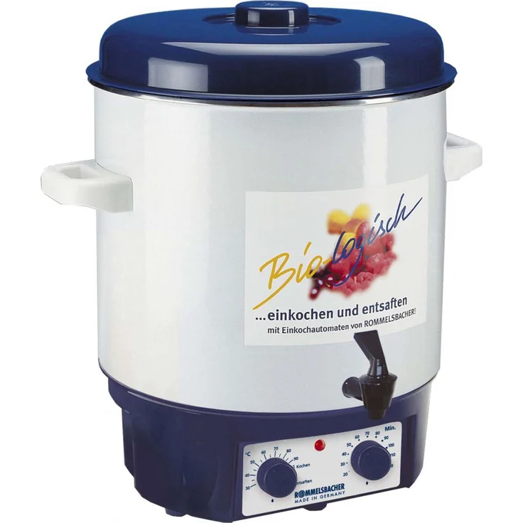 Rommelsbacher Glühwein-Einkochvollautomat KA 1804 - 2-Schicht-lierung, 27 Liter-für 14 Gläser à 1 Liter, stufenlos regelbar, Entsafterschaltung, Zeitschaltuhr, Ablaufhahn, Überhitzungsschutz – Bild 1