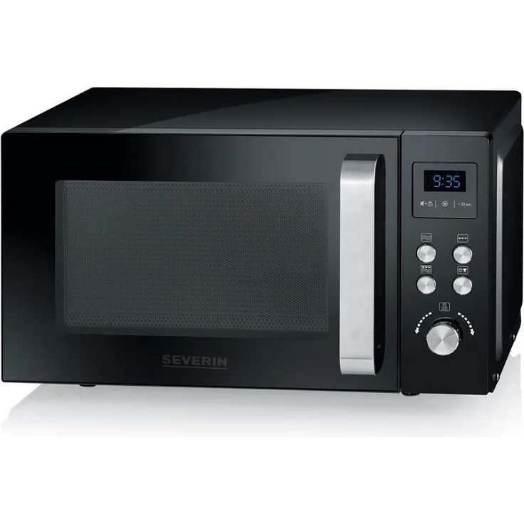 Severin MW 7750 2-in-1 Mikrowelle mit Grillfunktion, 800 Watt, inklusive Grillrost und Drehteller, Auftauen, Standgerät, schwarz – Bild 1