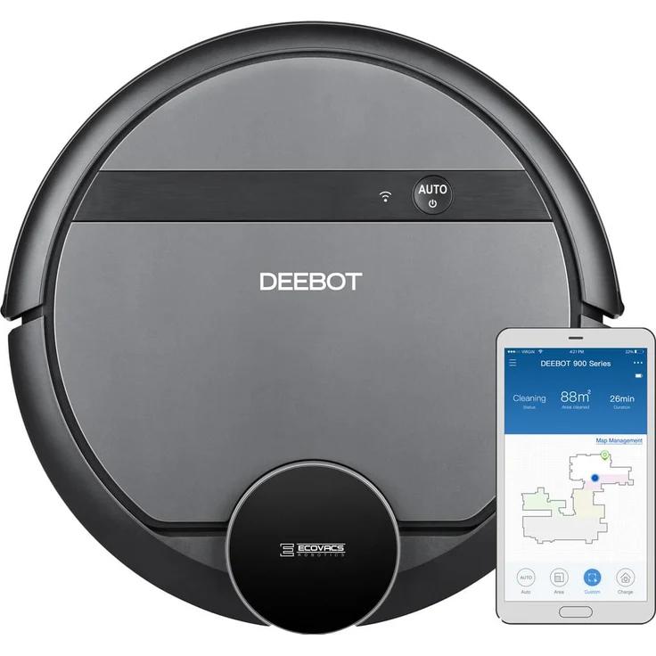 Ecovacs Deebot 901 Saugroboter, 100 min Akkubetrieb, App- und Sprachsteuerung, Lasernavigation – Bild 3