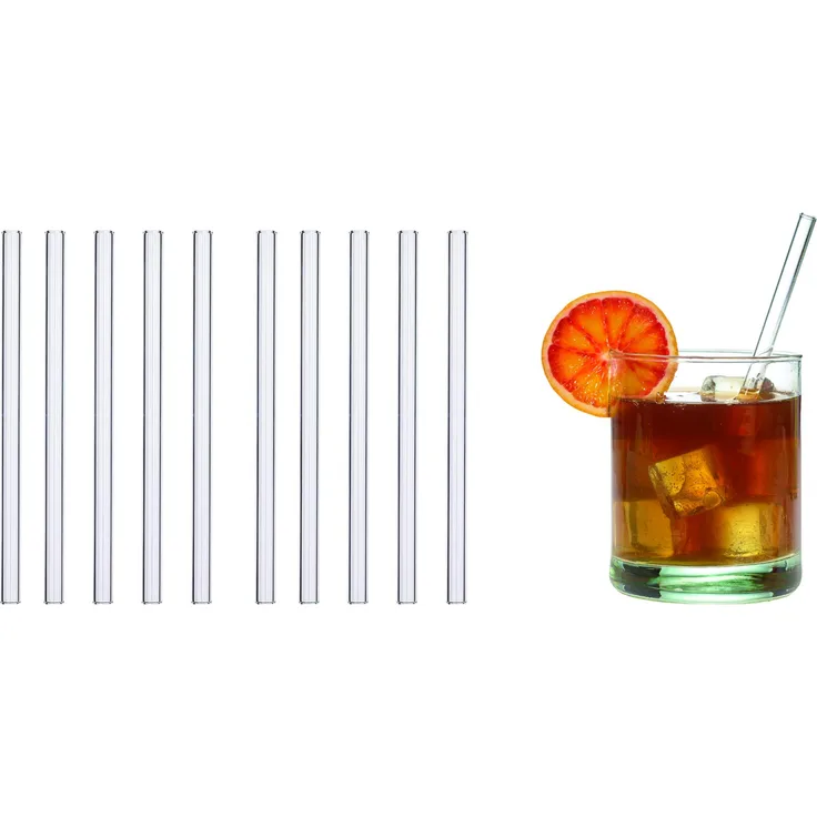 TFA Dostmann GlasWerk Short Glas Trinkhalme, 14.2015.10, 10 Stück, Spülmaschinengeeignet, für Cocktails