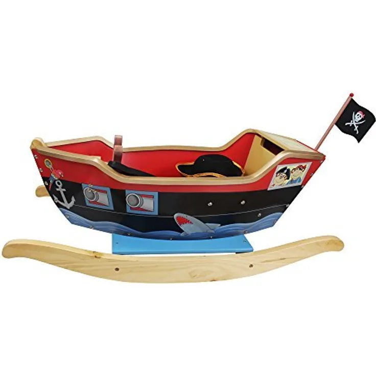 Teamson Collection Rocking Pirate Ship, Rot-Schwarz