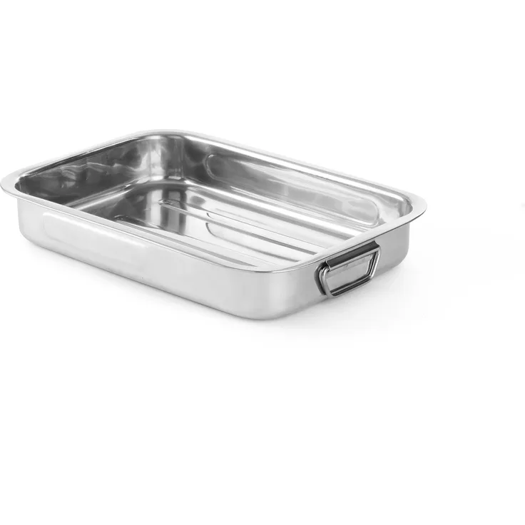 HENDI Bräter, Temperaturbeständig von -40° bis 250°C, mit Griffen, nur für Ofen, nicht geeignet für direkte Erhitzung, Edelstahl, 315x245x(H)50mm