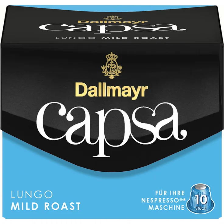 Dallmayr Capsa Lungo Mild Roast, Nespresso Kompatibel Kapsel, Kaffeekapsel, Röstkaffee, Kaffee, 10 Kapseln, 56 g