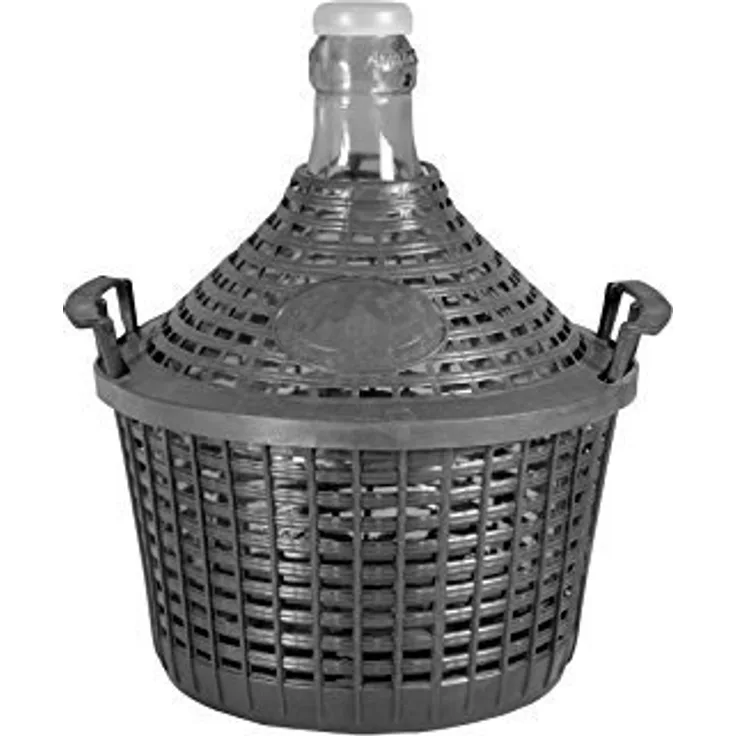 Home Korbflasche mit Korb, Glas-Kunststoff, dunkelgrau, 20 Liter