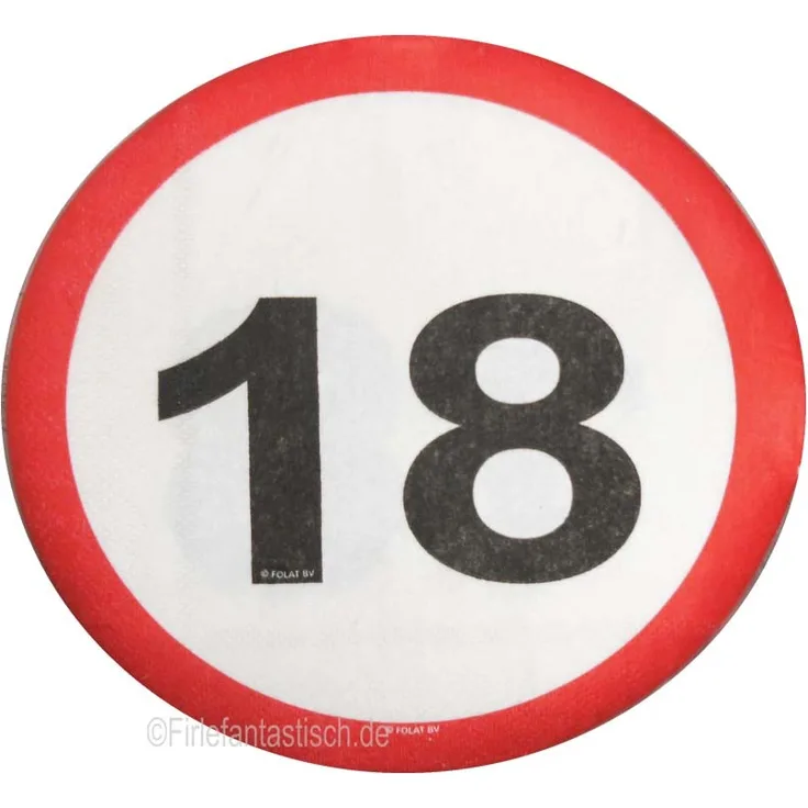 Runde Servietten mit Zahl 18