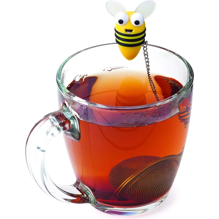 Joie 48222 Bumble Bee Tea Infuser Strainer Harold Import Company, Woof, Tee-Ei, Hund und Knochen, silberfarben, Plastik Silikon, gelb, BPA Free