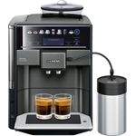 Siemens TE657F09DE EQ.6 plus extraKlasse Kaffeevollautomat, 1,7 l Wassertank, Keramikmahlwerk, Touchscreen-Display, schwarz-grau, mit Milchsystem
