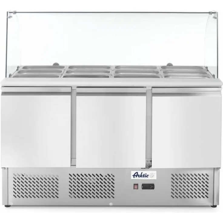 Kühltisch dreitürig mit Glasdisplay 380