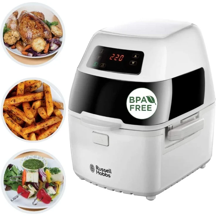 Russell Hobbs Heißluftfritteuse, rotierender Frittierkorb, Touch Control Display, Rotisseriespieß, Kebab-Zubehör & Grillrost, 1kg Kapazität, fettfreie Friteuse ohne Öl, Cyclofry Plus, 22101-56 – Bild 3