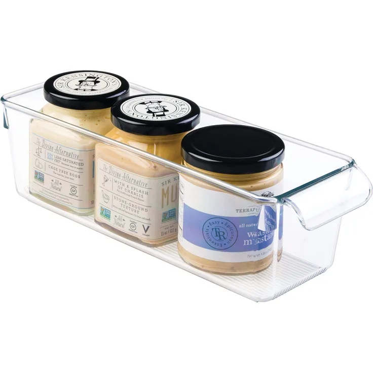 iDesign Aufbewahrungsbox mit Griff, kleine Vorratsdose ohne Deckel aus Kunststoff, Küchenorganizer für Vorratsschrank, Kühlschrank und Schublade, durchsichtig